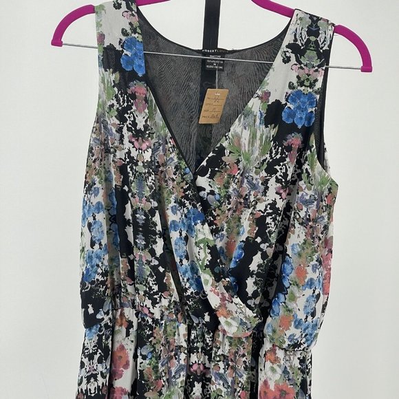 Robert Louis Womens Handkerchief Midi Floral Dress size M Flowy Faux Wrap Fairy - Picture 4 of 8
